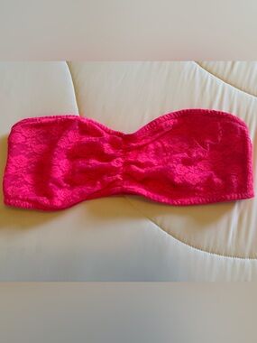 Victoria’s Secret Strapless Lace Bandeau Bra - hot coral Pink